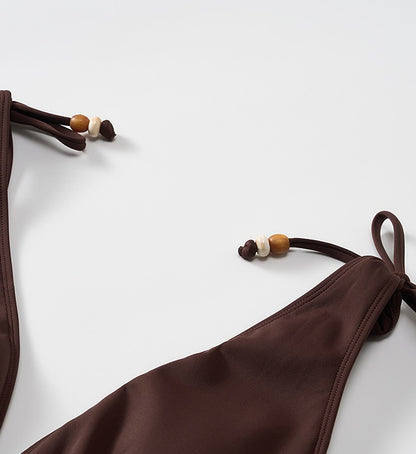 COMME MOI Lv Yan Designer Summer Women's Sexy Lace-up Beaded V-Neck Swimsuit - CAMILLE.