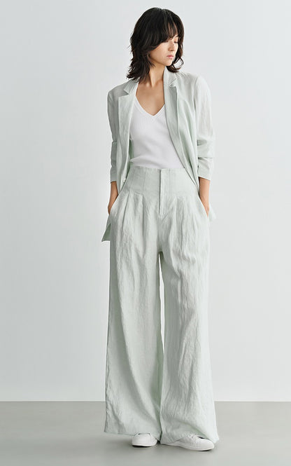 COMME MOI women's light linen wide-leg pant suit set - MESSIAH.