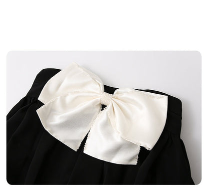 Detachable Bow Bead String Sweetheart Wrap dress- Swoko