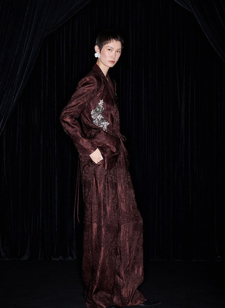 M essential Mackay designer embroidered jacquard pant suit - Buniu.