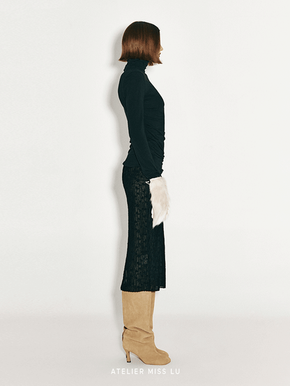AtelierMissLu Fall/Winter 2024 Faux Fur Stitching Design Styling Gloves - PRINCE
