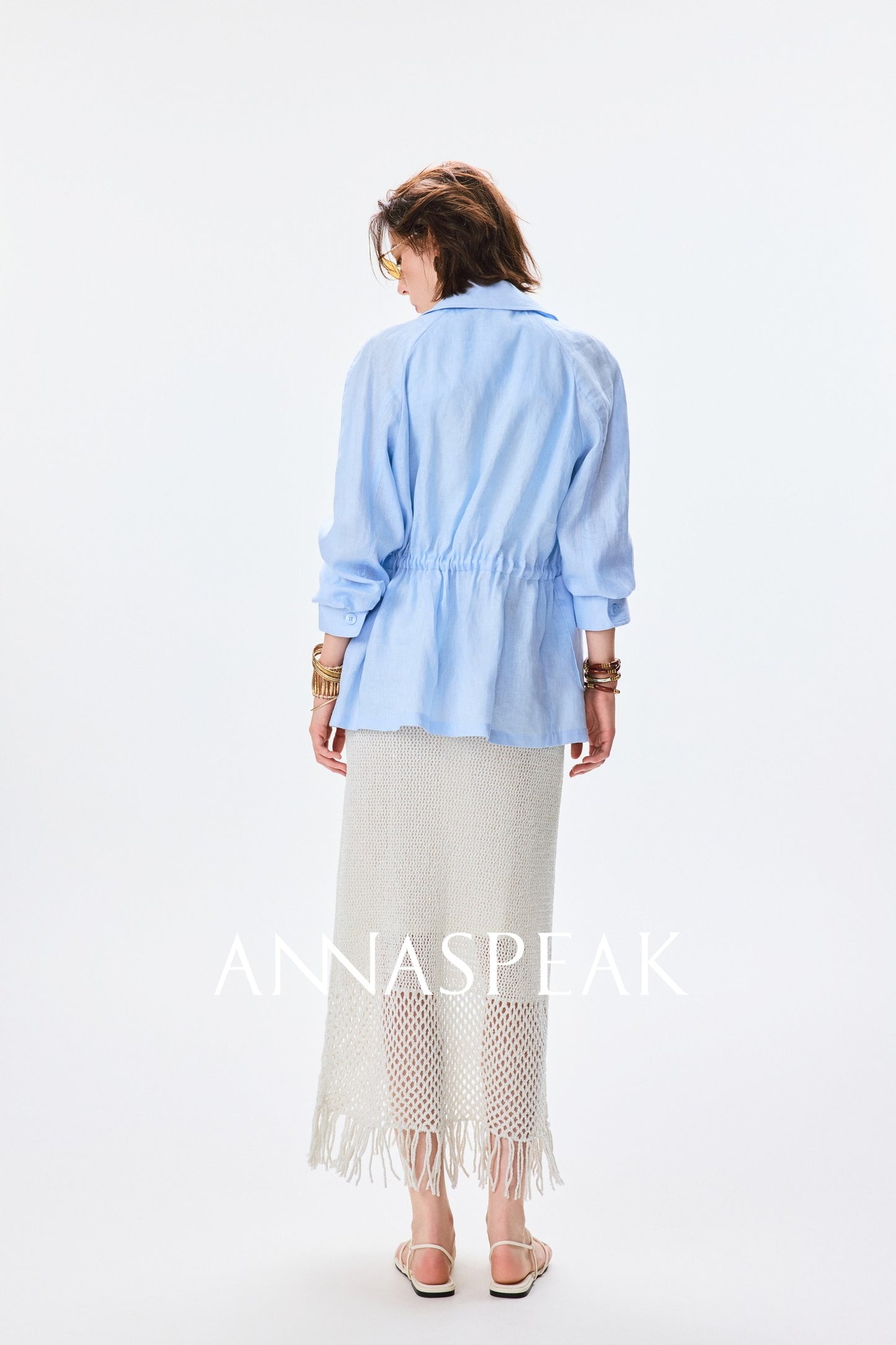 ANNASPEAK  linen light drawstring shunting jacket-SAYE.