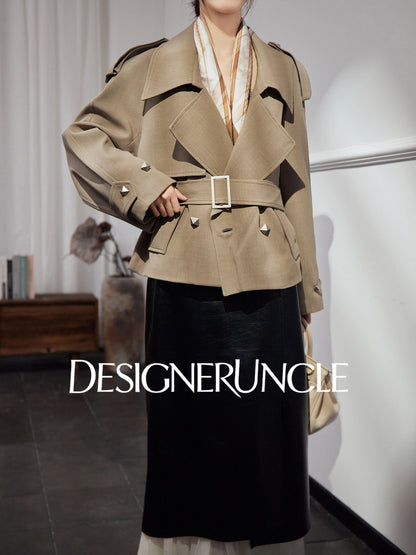 DGU "Goose Shadow" gray British style mid-length slimming jacket - RCANE.