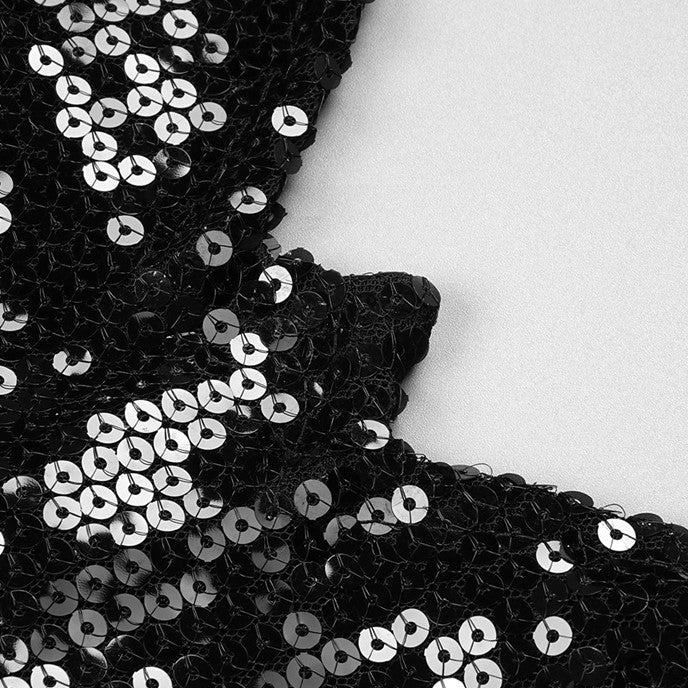 DOLLY Elegant Black One Shoulder Sequin Tube Top Short Feather Party Dress-MAVIS