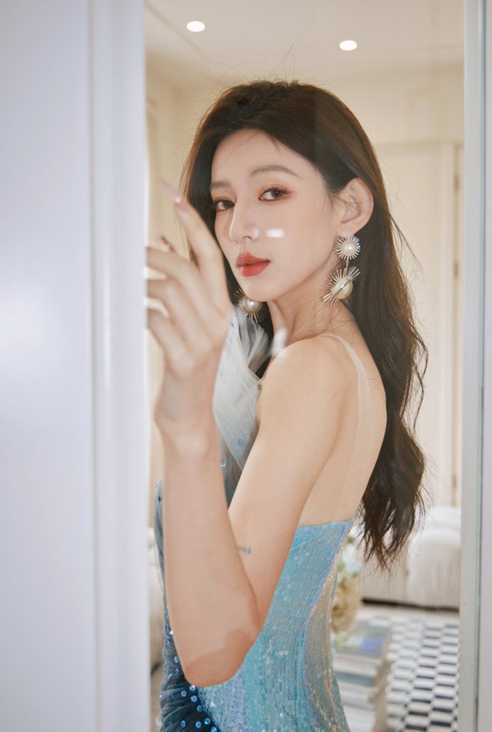 DOLLY Luxury Blue Sleeveless Mesh Bandeau High Waist Long Fish Tail Cocktail Dress-SENORA