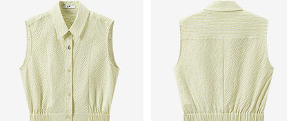 COMME MOI  sleeveless striped short shirt - TIMOTHY.