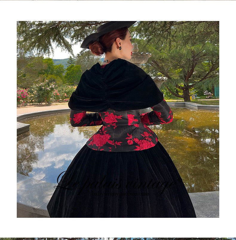 le palais vintage black retro velvet tutu skirt -dahlia
