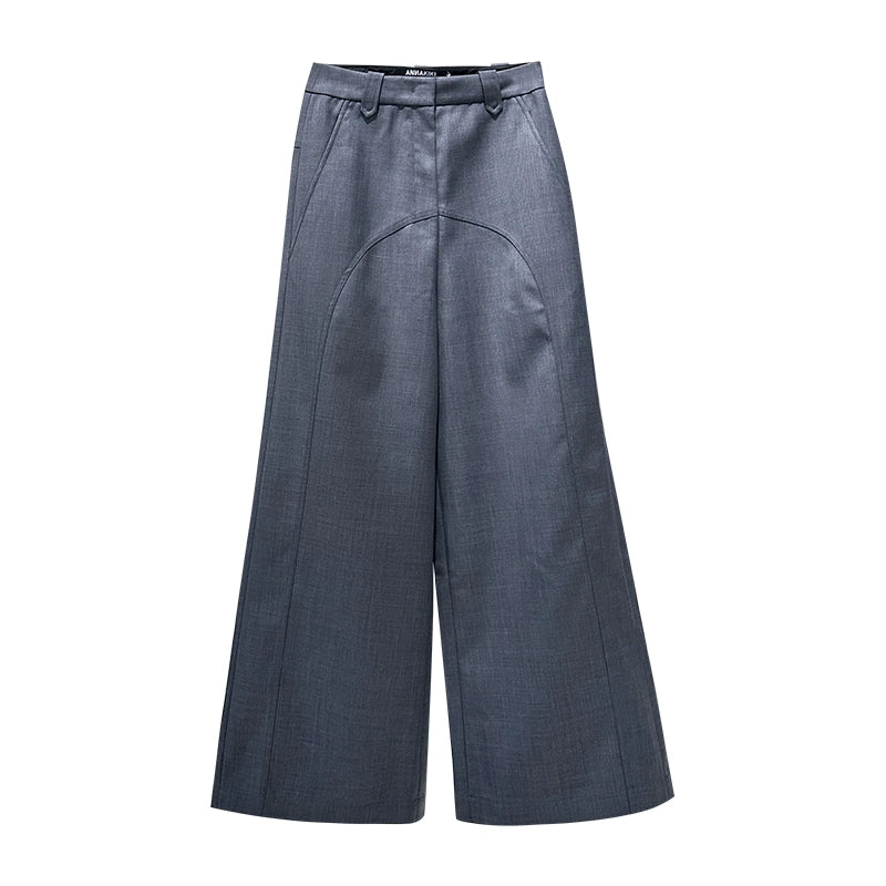 ANNAKIKI Women's Niche Wool Split Loose Casual Wide-Leg Pants-EARL