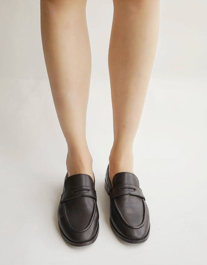 B-FEI classic black leather round-toe shoes-TENNY.