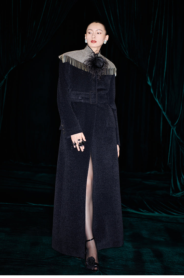 M essential Mackay designer brand water-collar tunic coat - game.