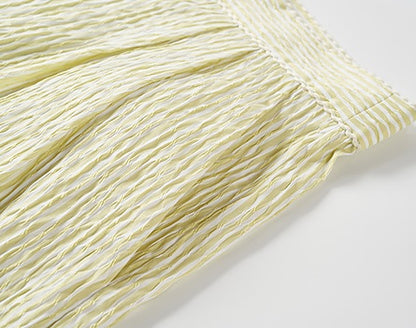 COMME MOI L summer women's yellow striped shorts - SALOME.