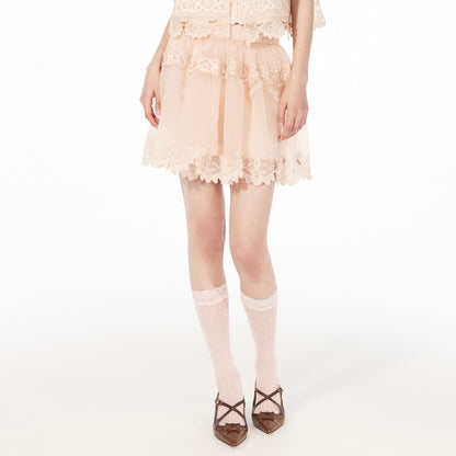 FAME hem drapery organza lace temperament short skirt- GWEN