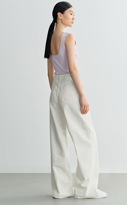 COMME MOI  Summer Acetate V-Neck Tight Knit Vest - AURORA.