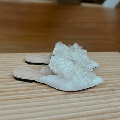 B-FEI handmade women's rhinestone flat mule shoes-TANJI.