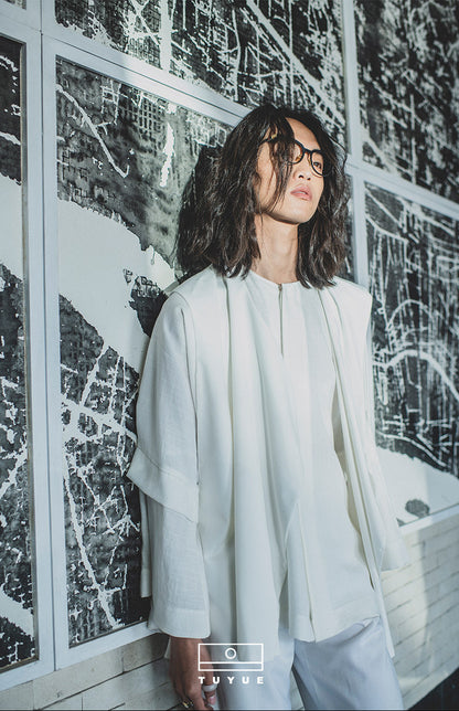 TUYUE one-piece cut round neck long sleeve Chinese coat shirt- ANDREW.