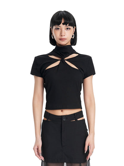 TINY IN american cropped cut-out top with a half-high neck -GOJO
