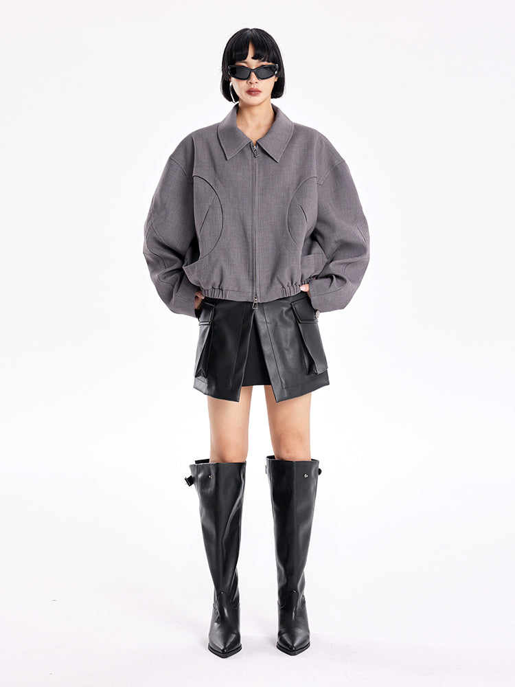 TINY IN high-waisted leather detachable two-piece skirt -SOMT