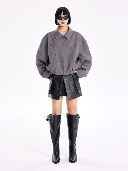TINY IN high-waisted leather detachable two-piece skirt -SOMT