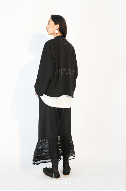TUYUE Black Heavy Cotton Turtleneck Relaxed Sweatshirt - JOEY.