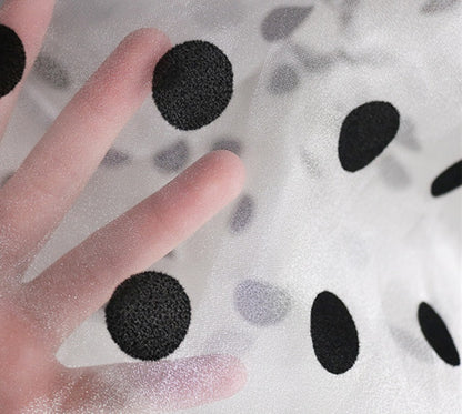 DOLLY Luxury Black Retro Style V-Neck Polka Dot Long Sleeve Slim Fit Dress-DEL