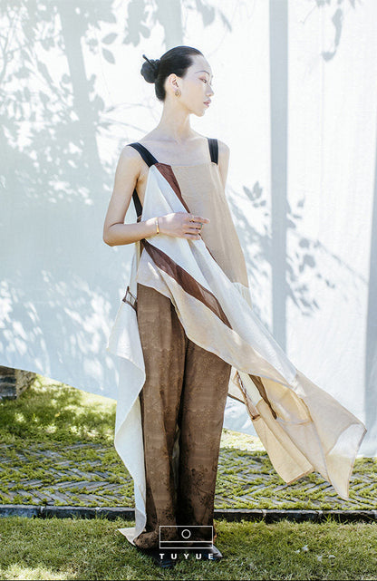 TUYUE Amber Satin Weave Zipper Casual Straight Pants- RACHEAL.