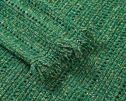 COMME MOI Lv Yan designer spring hollow small fragrance knitted cardigan jacket - IRIS.