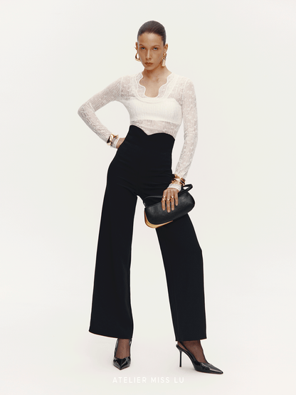ATELIER MISS LU Fall/Winter Waist Two-Wear Design High-Waist Wide-leg Pants - THEO.