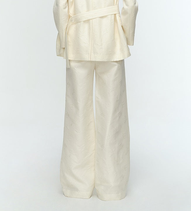 COMME MOI Lu Yan designer high-intelligence commuter silk wool jacquard wide-leg pants - BIEBER.