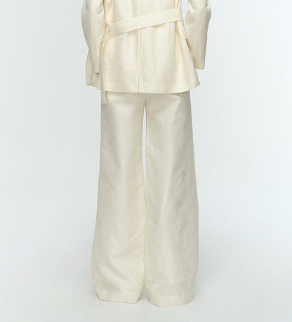 COMME MOI Lu Yan designer high-intelligence commuter silk wool jacquard wide-leg pants - BIEBER.