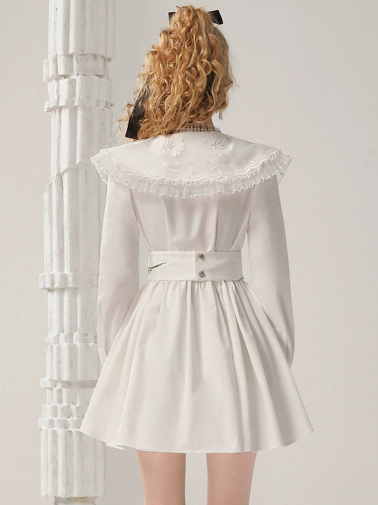 CHECOCRE Elegant Embroidered Sequins Contrast Waist Princess Dress - INVADE