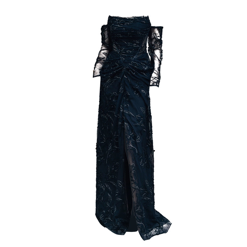 GOUDIN floral long bridal evening dress-NINA.