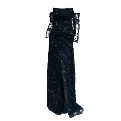 GOUDIN floral long bridal evening dress-NINA.