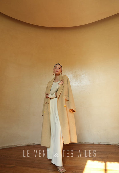 LE VENT&TES AILES Classic double-faced yak wool long winter coat-VIN.