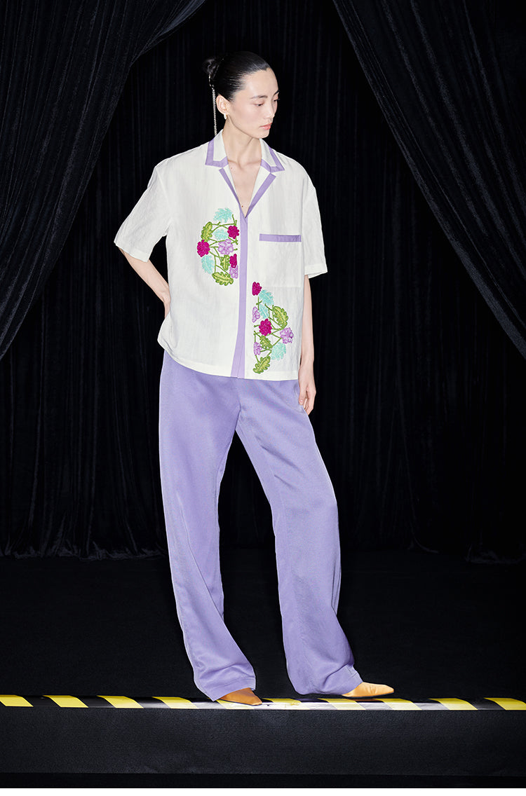 M essential Mackay designer embroidered colour-block roll-neck shirt pants set- jason.