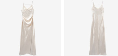 COMME MOI  Summer Acetate Slim Fit Slip Dress - GOLDEN.