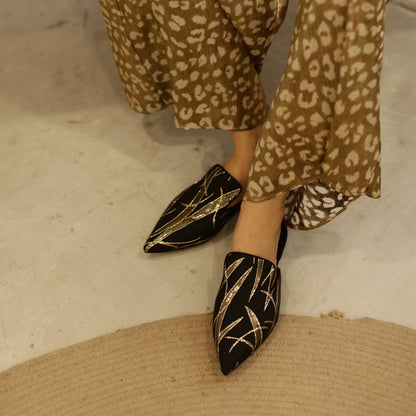 B-FEI Japanese classical pointed toe flat bottom satin slippers-SOPH.