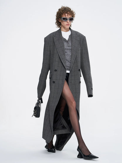 ANNAKIKI niche design asymmetrical loose wool long coat-JIANCI