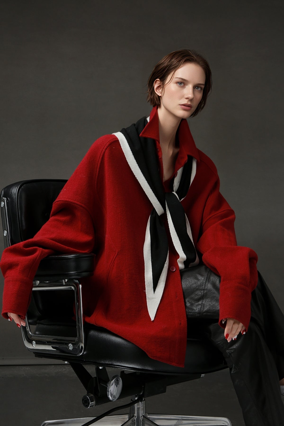 PIAOIN Luxury Old Money Style Wool Shirt Women's Single Breasted Shirt-FERA