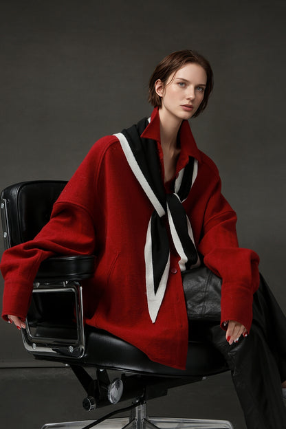 PIAOIN Luxury Old Money Style Wool Shirt Women's Single Breasted Shirt-FERA