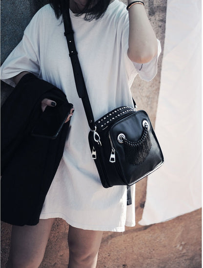 IUBallet Elegant Messenger Leather Black Bag - DANEL.