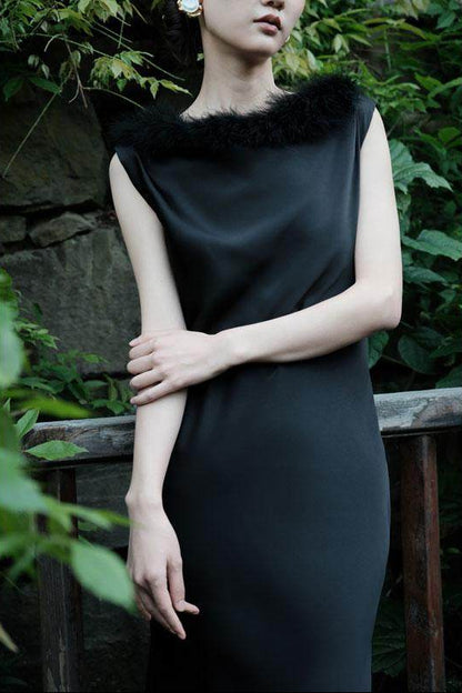 GOUDIN Women's Small black elegant evening dress-LENA.