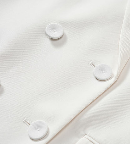 COMME MOI Summer White Double-Breasted Straight Blazer - MATHEW.