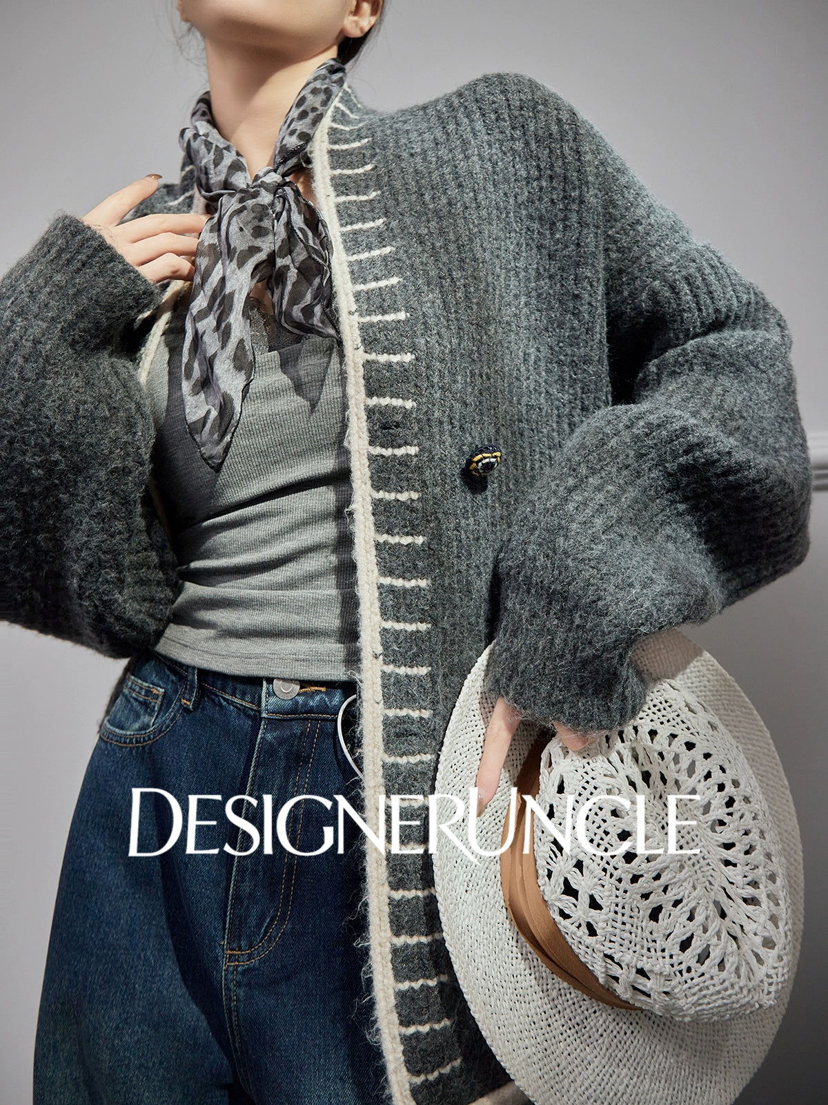DGU|Gray sweater new design sense niche loose and lazy knitted top jacket - CONSTANT.
