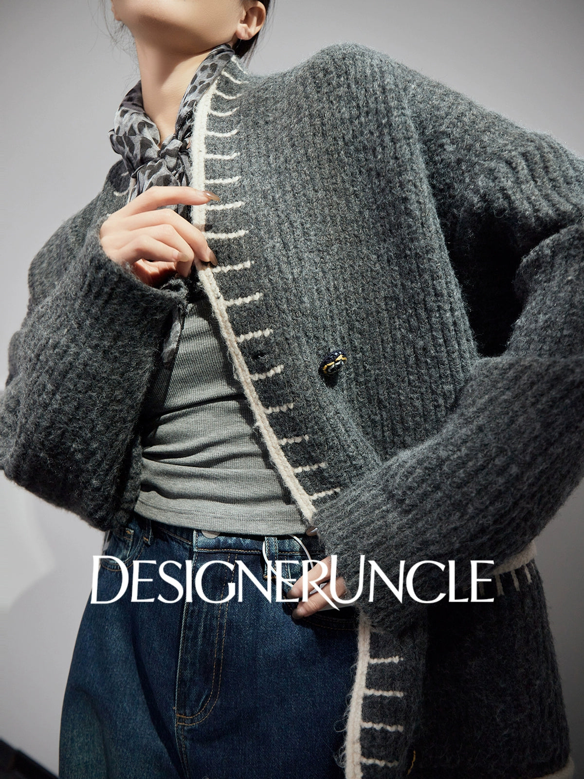 DGU|Gray sweater new design sense niche loose and lazy knitted top jacket - CONSTANT.