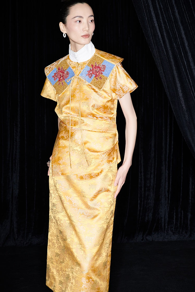 M essential Mackay designer Tan-e jacquard tile beads decorative collar - THANKS.