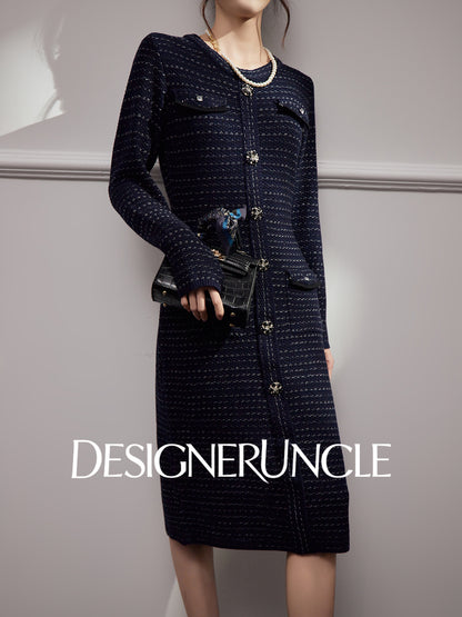 DGU "Gilded Blue" new French fragrance style slimming royal blue dress - Joseph.