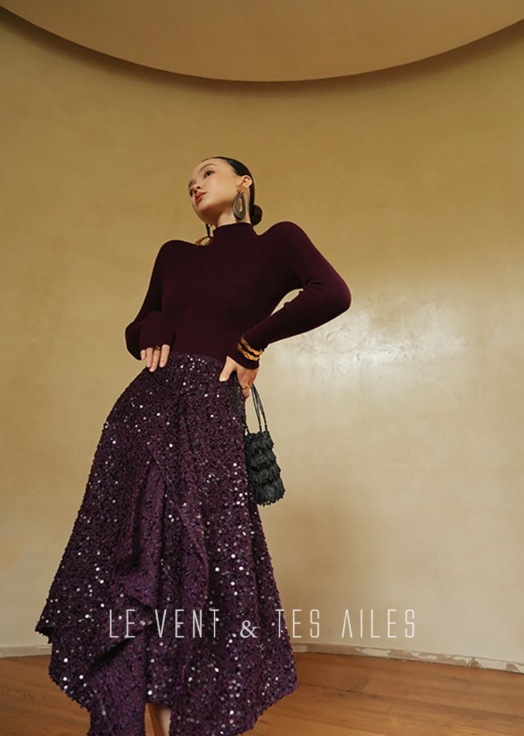 LE VENT&TES AILES seamless Yangtze yarn wool high-neck knit turtle neck-FEY