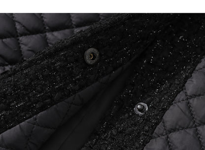 Fall autumn silk tweed paneled diamond cotton coat - Dante