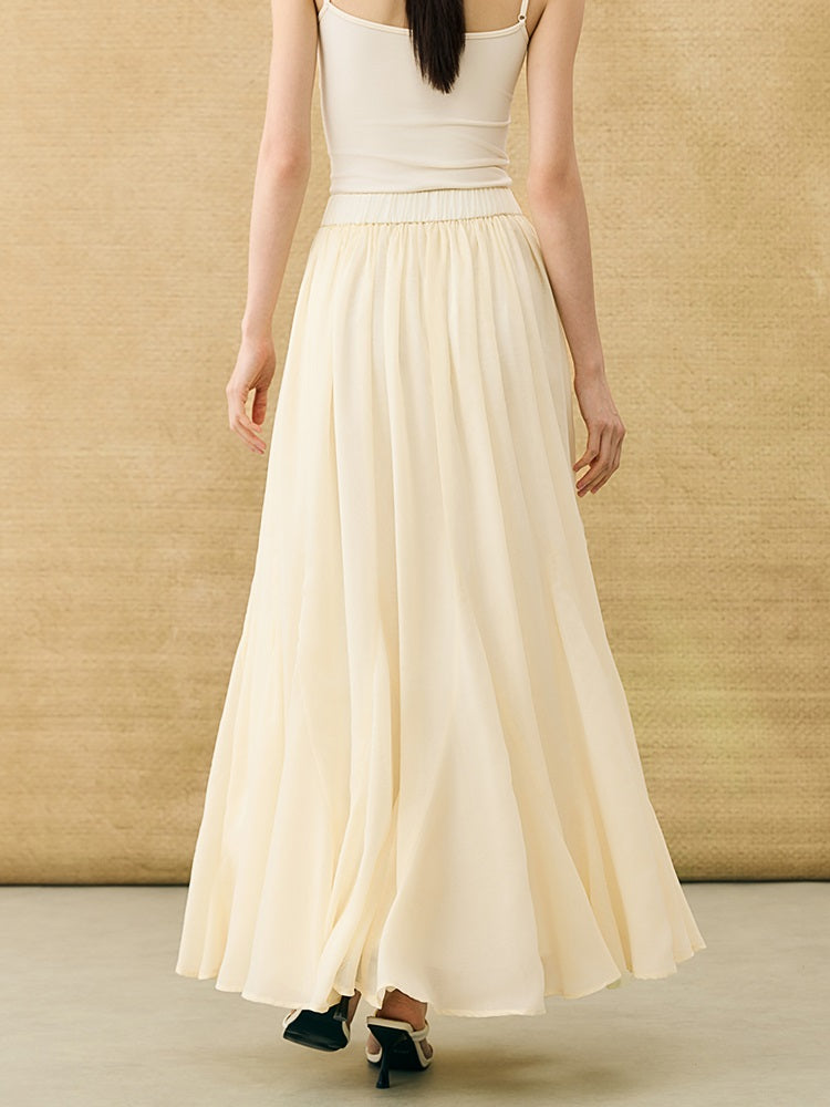 HECO Chinese Solid Color Large Swing Waist Slimming Mermaid Skirt - STARS.