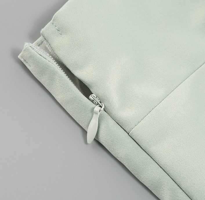 DOLLY Luxury Mint Slant Collar Sleeveless High Waist Long Fish Tail Lace Dress-LARISA